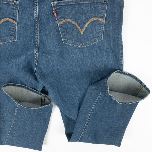 Levi's 512 Perfectly Slimming Jeans Woman's 33x32 Embroidered Straight Leg Blue - Picture 14 of 15